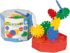 Lena 35946 Steckspiel Rondi 45 v Baudose, 55 Teile in bunten Farben, ca. 45 mm, 3 Jahre až 10 Jahr, Konstruktionsspielzeug mit Steckteilen, Mehrfarbig