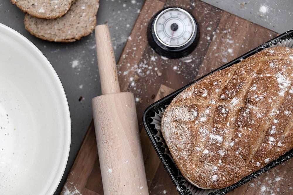 Tala Teigroller aus Buchenholz – Drehbares Nudelholz mit Griffen, glatte Oberfläche, odolný a leicht zu reinigen – Perfekt für Teig, Gebäck, Brot & Pizza – FSC-zertifiziertes Holz