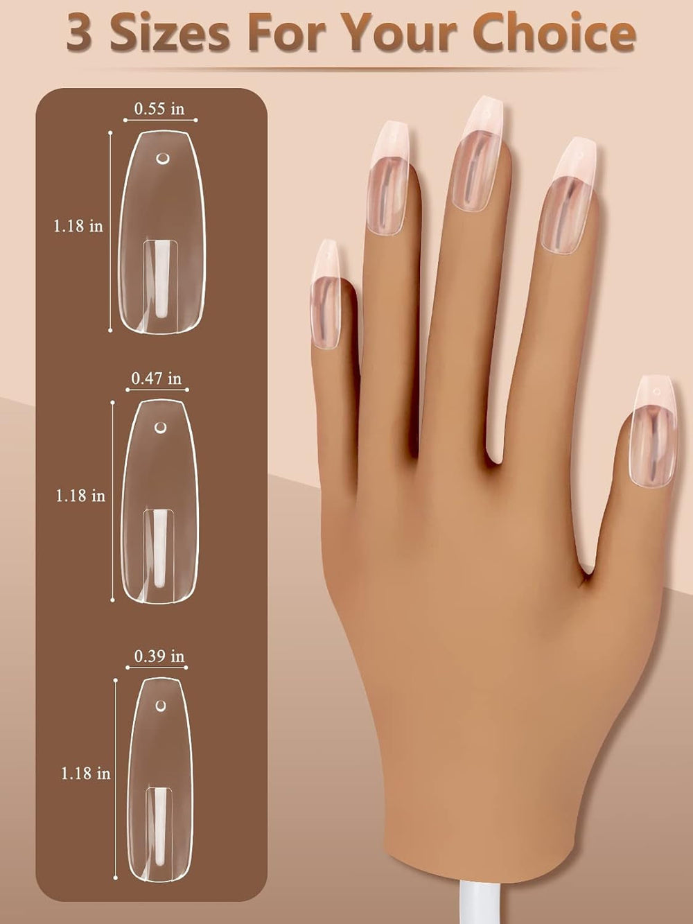 200 buc vârfuri transparente de unghii de schimb: Vârfuri de unghii acrilice pentru exersarea mâinii pentru designul unghiilor