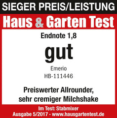 Emerio HB-111446 Stojanová baterie, TESTSIEGER Preis/Leistung, Gummierter Rutschfester Griff, Edelstahl, Bpa-Frei, Schwarz, 250W Kuchyně Naty Shop