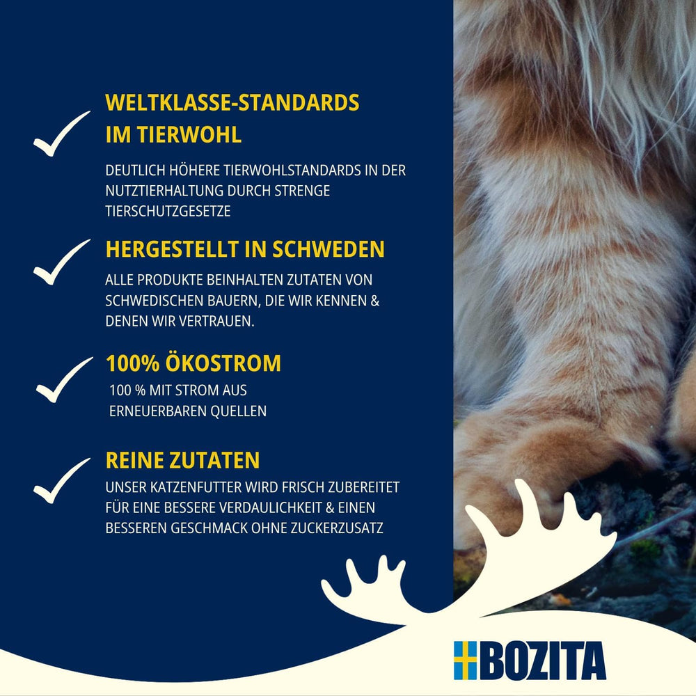 Pachet de probă Bozita Tetra în sos cu mult pui, cărbune și mult pui și vită în jeleu - 4+2-6x370g Hrană fără cereale și zahăr pentru pisici sterilizate, cu 7,5% proteine și 5% grăsimi