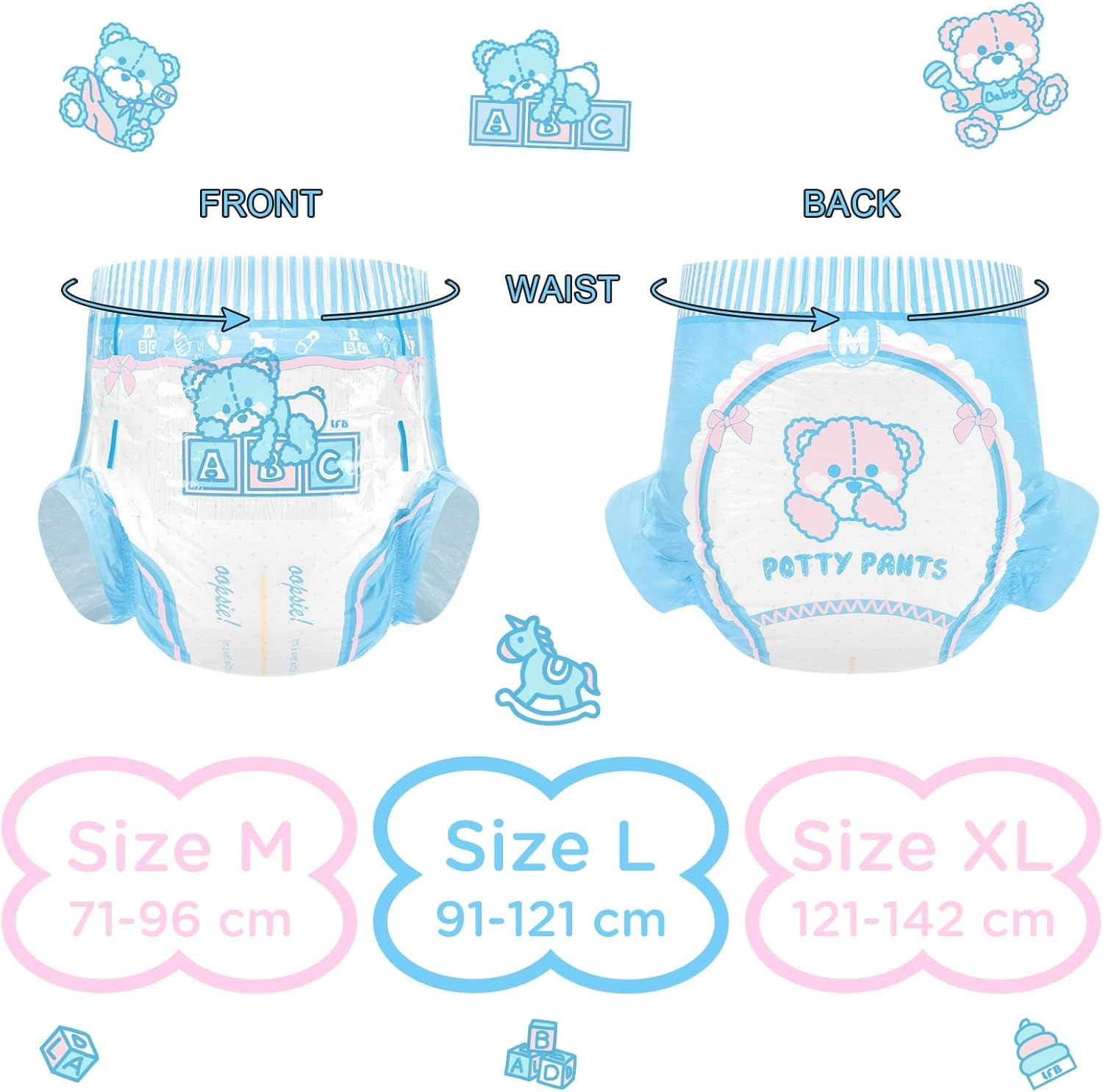 Pleny s potiskem pro dospělé 5500-5800ml 10 kusů - Toaletní kalhotky (XL)