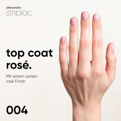 alessandro Striplac UV Top Coat Rosé - Světlé nehty odolné proti poškrábání až 15 dní - Lze použít s barvou i bez barvy - Technologie jemného odstraňování - Vegan - Růžová, Transparentní, 6,5 ml