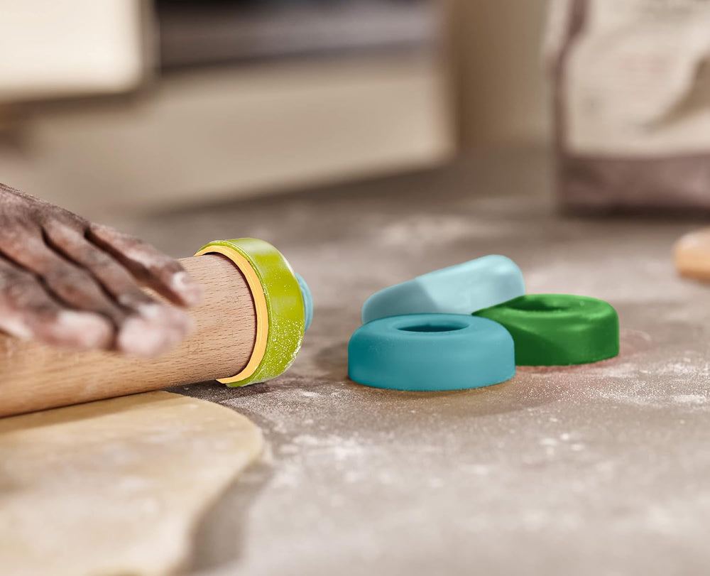 Joseph Joseph Duo Nudelholz mit Einstellbare Teigdicke, Back- und Teigroller, Buchenholz, Mehrfarbig, Opal