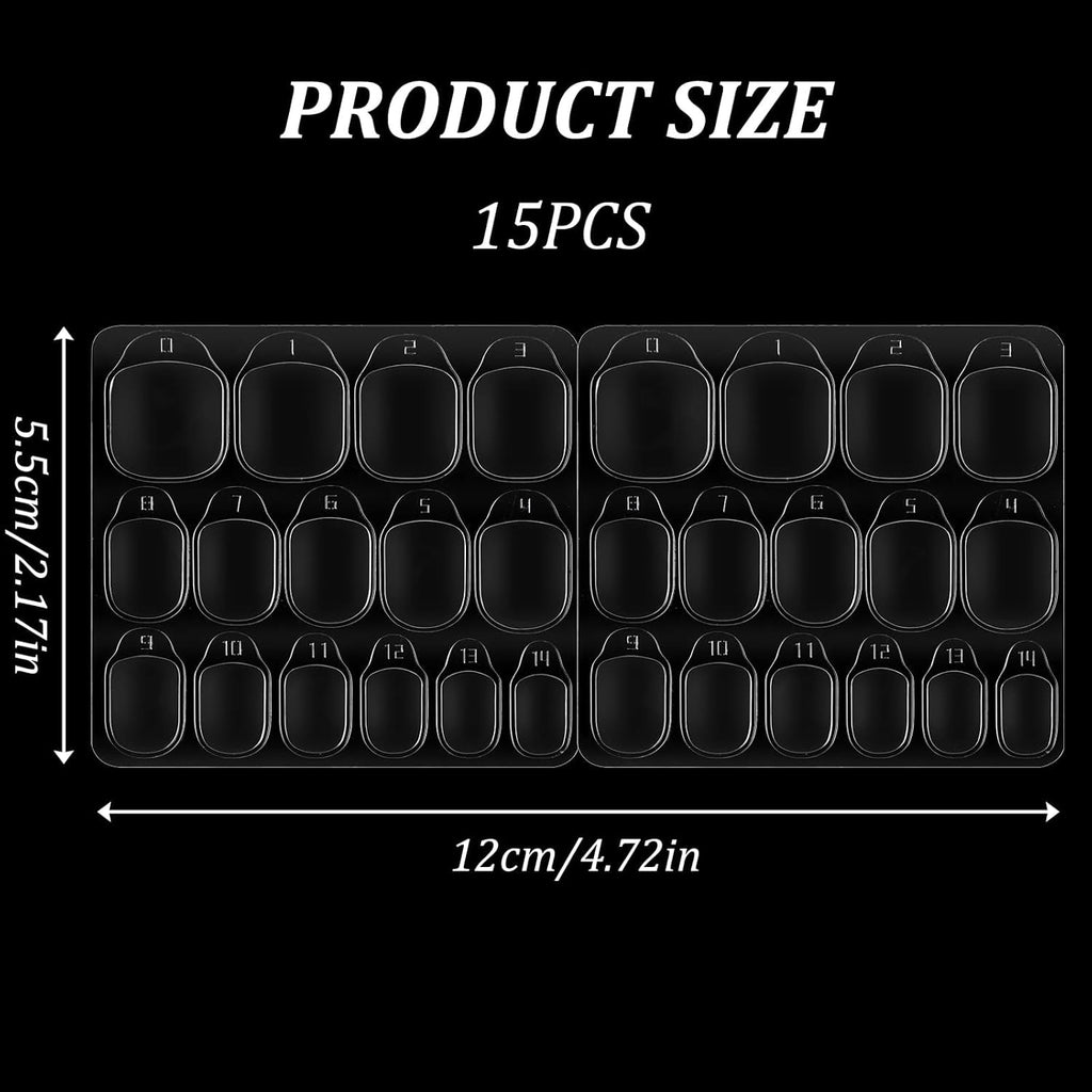 15 coli/450 bucăți tampoane adezive pentru unghii, 15 dimensiuni tampoane adezive transparente pentru unghii, gel jeleu față-verso, autocolant adeziv pentru unghii, presare pe unghii, tampoane adezive pentru accesorii de decorare manichiură DIY