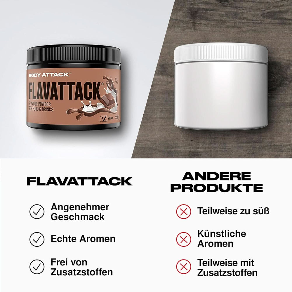 Body Attack Flavattack®, Double Choc Brownie, 250 G / 83 porcí Aromas Naty Shop