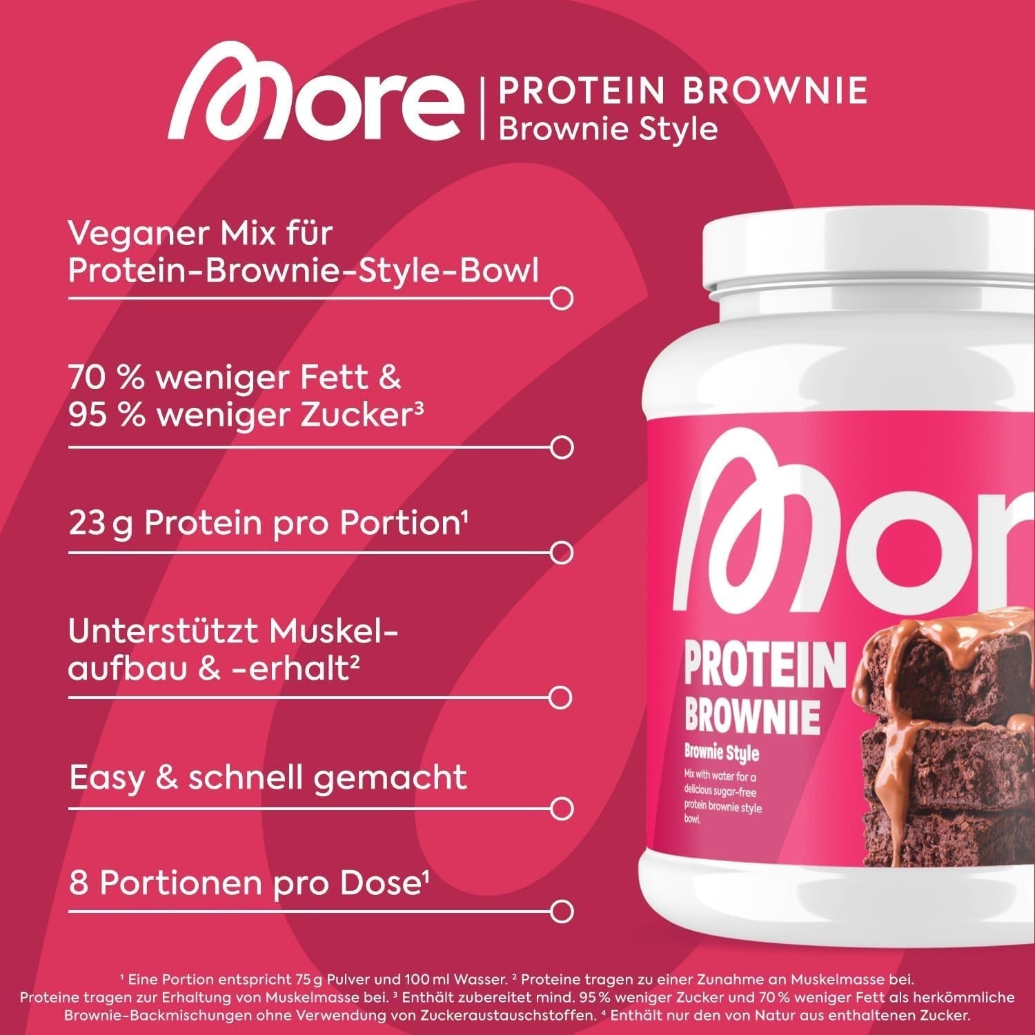 MORE Protein Brownie, 600G, Vegan Backmischung Für Brownies Mit Der Extra Portion Protein, Geprüfte Qualität - Made in Germany Směs na pečení a vaření Naty Shop