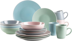 MÄSER 934006 Serie Elissa, Modernes Geschirr Set Für 4 Personen in Bunten Mattglasuren Mit Weißem Rand, 16-Teiliges Kombiservice, Steinzeug, Bunt Naty Shop Výchozí název