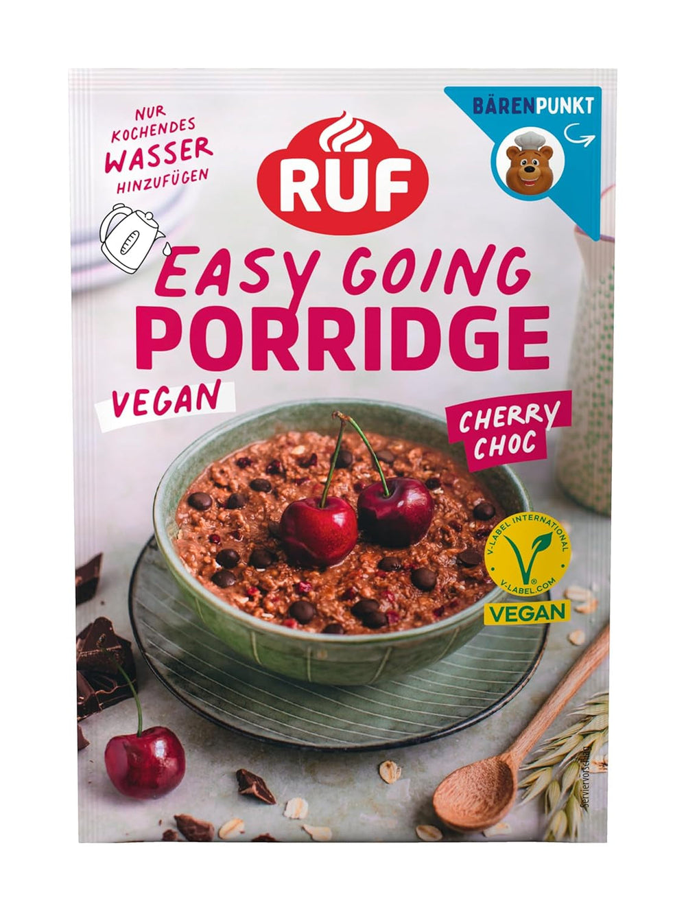 RUF Terci Vegan cu Nuci și Ovăz, fulgi de ovăz cu migdale, alune și semințe de in, preparare ușoară, într-un pachet practic de porții, 1 x 60 g