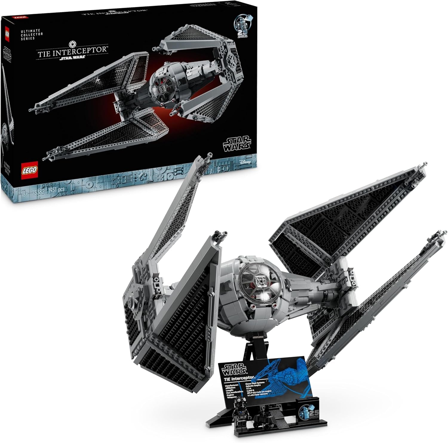 LEGO Star Wars TIE-Abfangjäger, kreativní Bauset aus der Ultimate Collector Series für Erwachsene, Modell eines Sternjägers Steinen, Geschenk für Fans, Sammlerstück, UCS-Set 75382