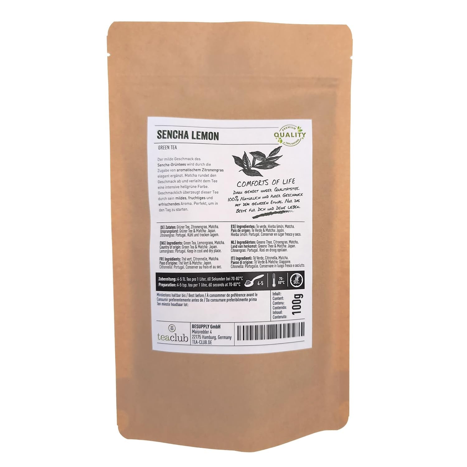 Ceai verde Sencha Lemon vrac 100G, ceai verde japonez cu matcha și lemongrass vrac, ceai verde vrac Japonia, ceai verde japonez Teaclub