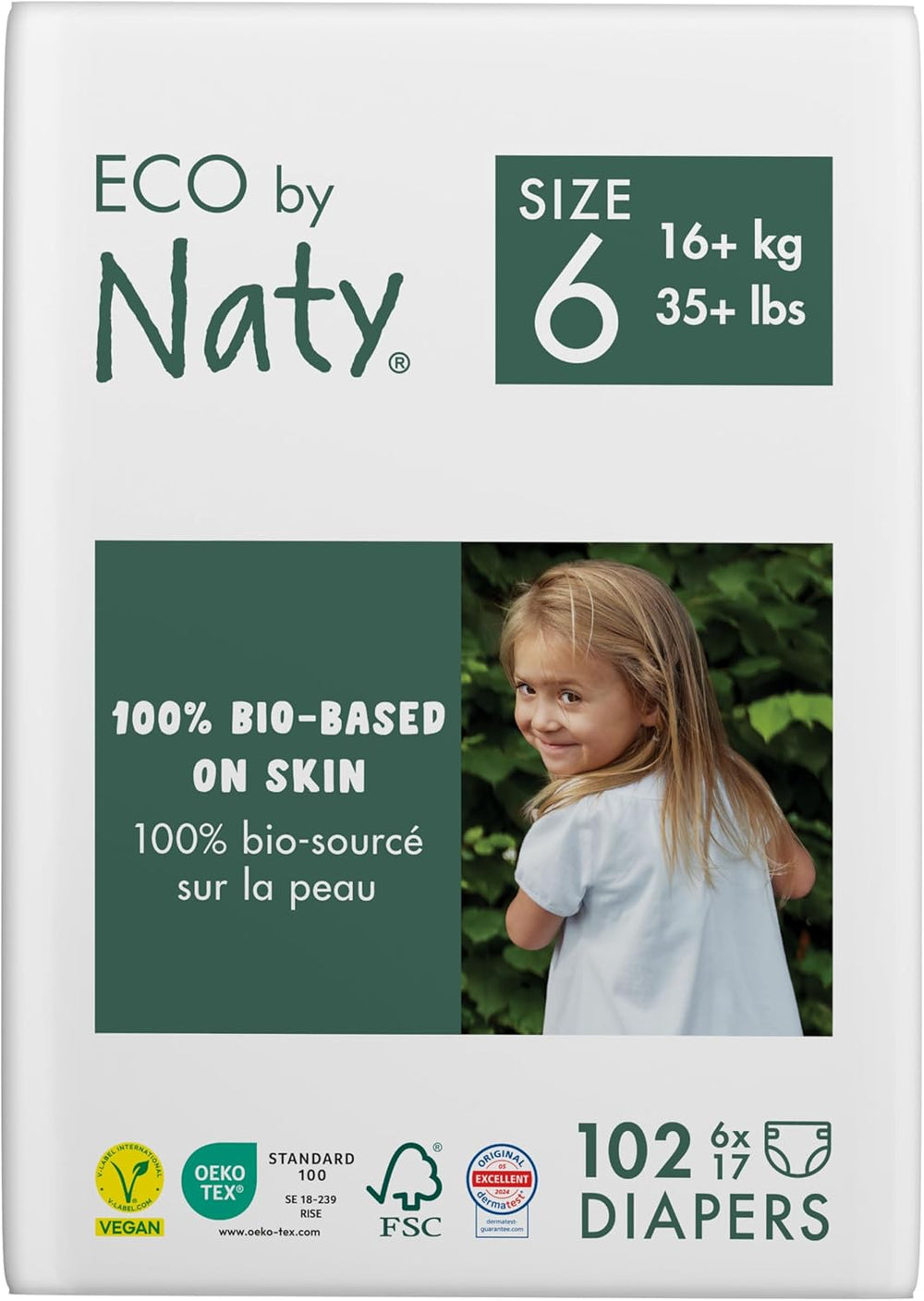 Eco plenky Eco by Naty Baby Eco plenky - prémiové organické plenky, ekologické, vyrobené z rostlinných materiálů, ideální pro citlivou dětskou pokožku (velikost 5 - 80 kusů)