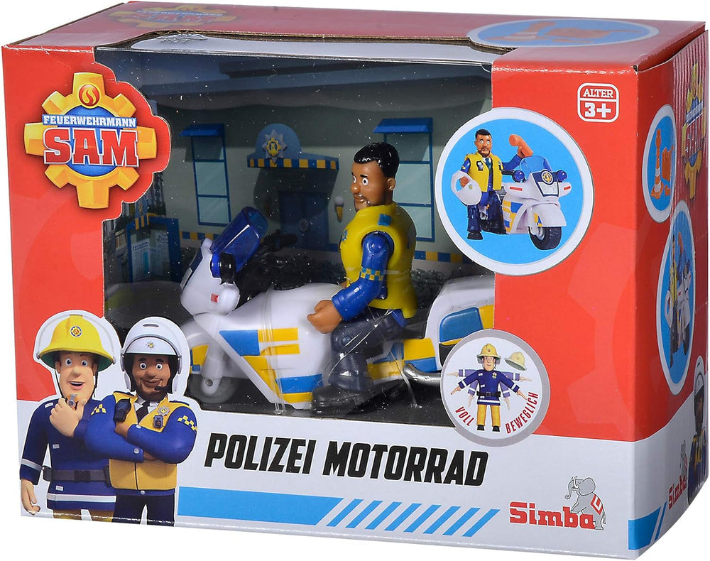 Simba 109251092 - Policejní motocykl Hasič Sam, S figurkou Malcolma, S příslušenstvím, Sezóna 12, Od 3 let Akční figurky Naty Shop