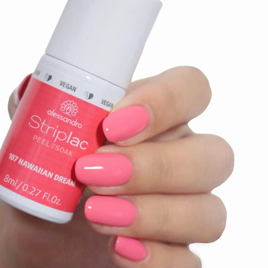 Oja UV alessandro Striplac Hawaiian Dream – Delicată și de lungă durată – Îndepărtare ușoară datorită tehnologiei de îndepărtare peel-off – Vegană și cruelty-free – 8 ml
