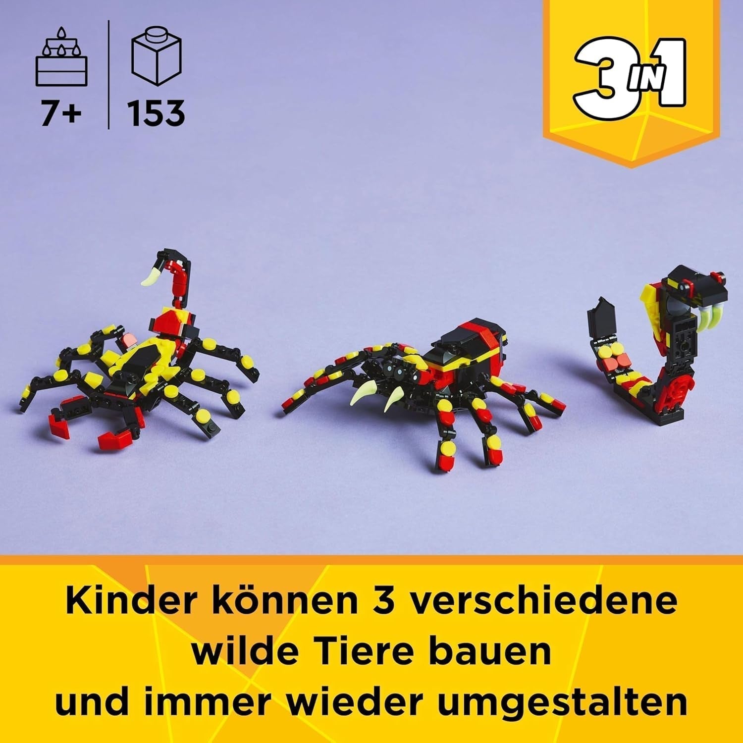 LEGO Creator 3V1 Divoká zvířata: Pavouk s překvapením - hračka k přestavbě na figurku škorpióna nebo hada - stavebnice se 3 modely - dárek pro chlapce a dívky od 7 let 31159 Stavebnice Besuche den LEGO-Store