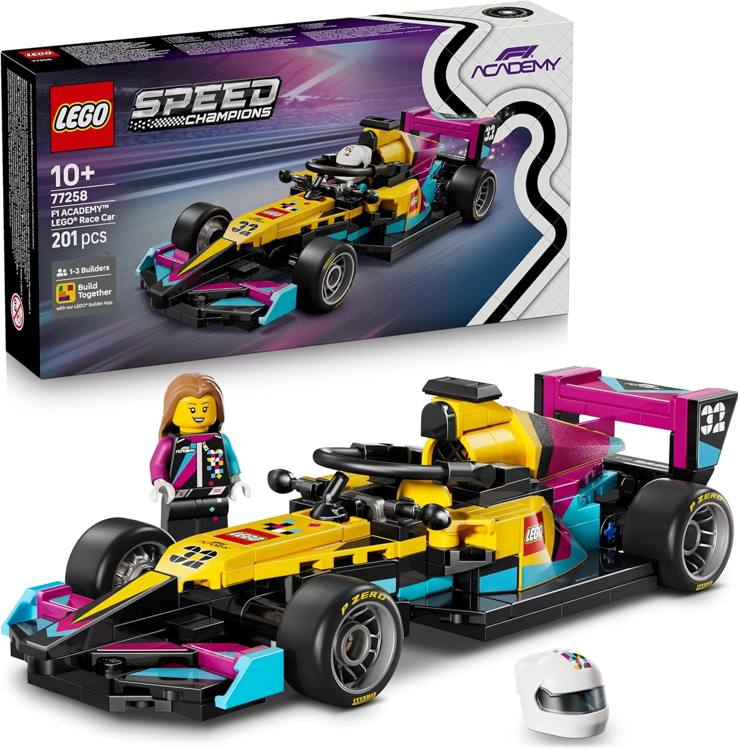 LEGO Speed ​​​​Champions F1 ACADEMY Rennwagen - Spielzeug Modellauto - Mit Formel 1 Rennfahrerin Minifigur - Geschenk für Mädchen, Jungen & Erwachsene Fans ab 10 Jahren - 77258