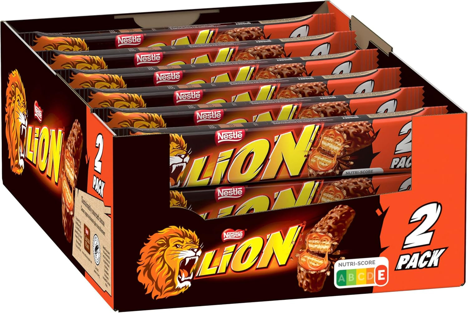 Čokoládová tyčinka Nestlé LION s karamelem, křupavou svačinkou, křupavou čokoládou a křupavými chipsy, karamelová náplň, speciální zážitek z jídla, vícenásobné balení, 28 balení (každé 2 x 30 g)