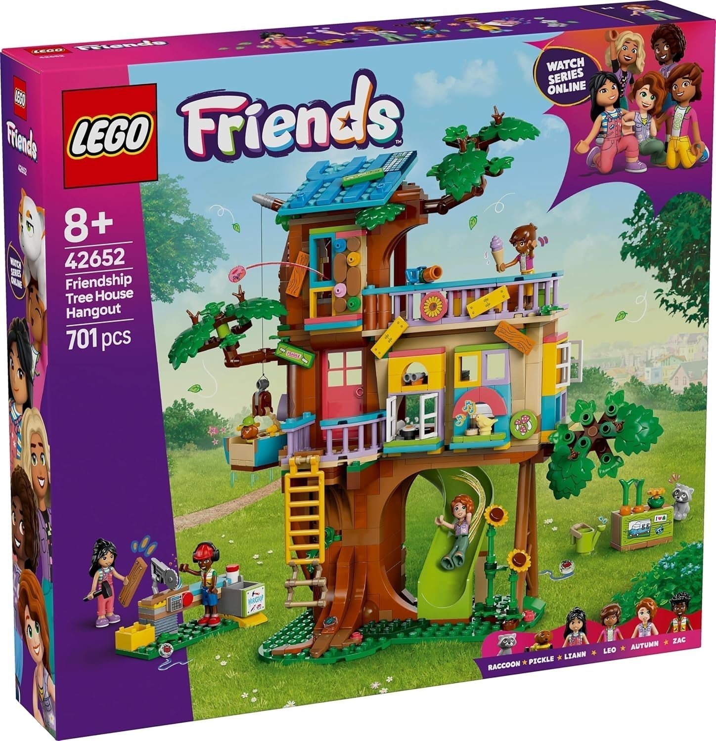 LEGO Friends Tree House Stavebnice a hraní Sada na hraní rolí Hrací dům pro dívky 8 let Sada se 4 minifigurkami postav a 2 figurkami zvířat Tip na dárek pro děti 42652 Stavebnice Besuche den LEGO-Store