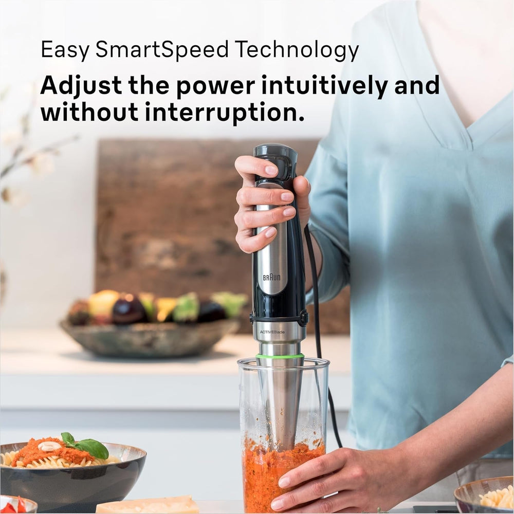 Braun Homehold Hogar Multiquick 7 Mixer, Spritzschutz, Spülmaschinenfest, Bpa-Frei, 600 Ml, Zerkleinerer 500 Ml, Eisklinge, MQ 7035XBI, 1000 W, Schwarz, MQ7035XBI Kitchen Naty Shop