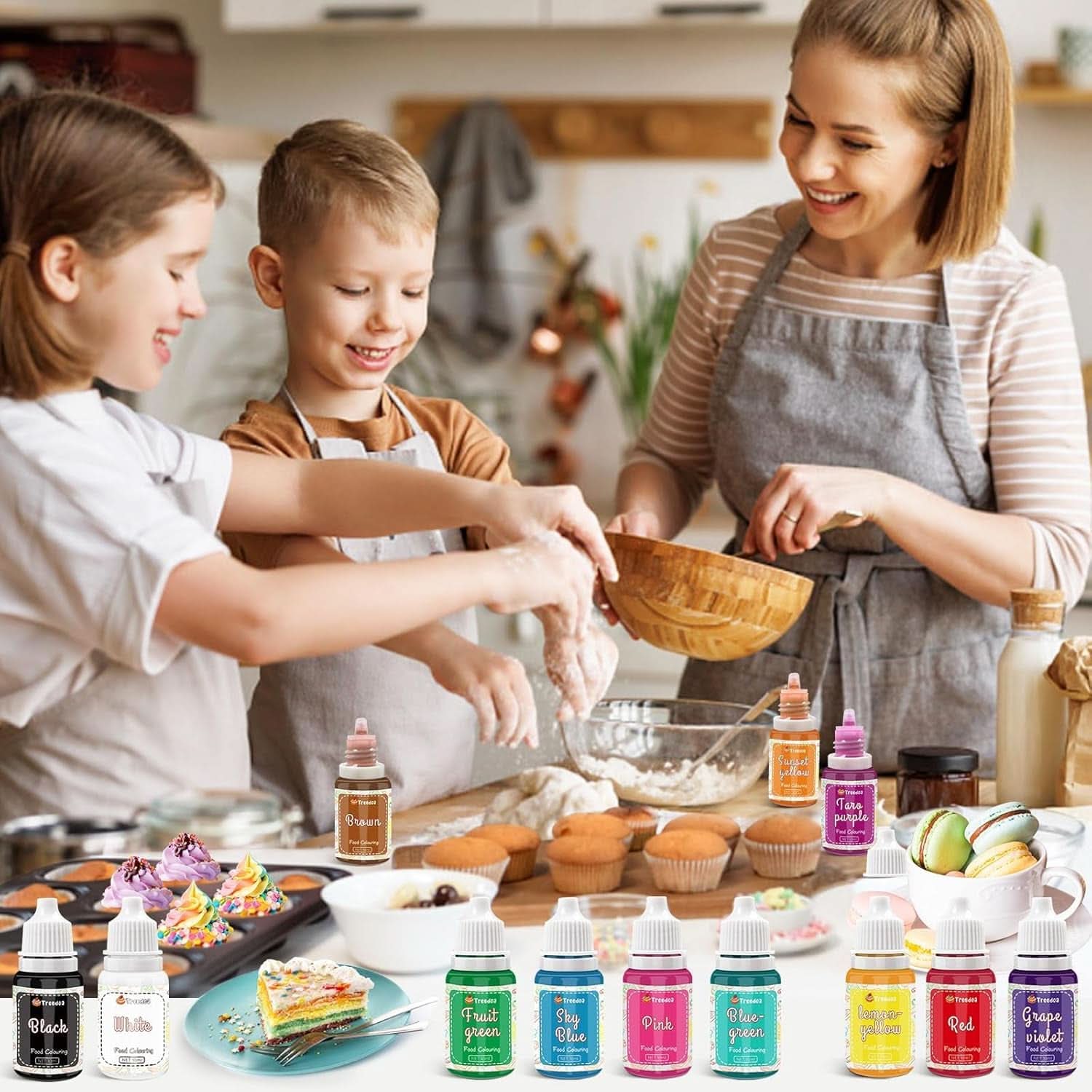 Sada 12 ks tekutých potravinářských barviv, 10 ml Naty Shop