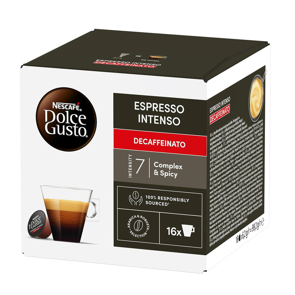 Nescafé Dolce Gusto Cafe Dolce Gusto Espresso Intenso Desc. | Nestle Pack 3 Kisten Mit 18 Kapseln,Die Jeweils 16 Einheit(3er Pack)