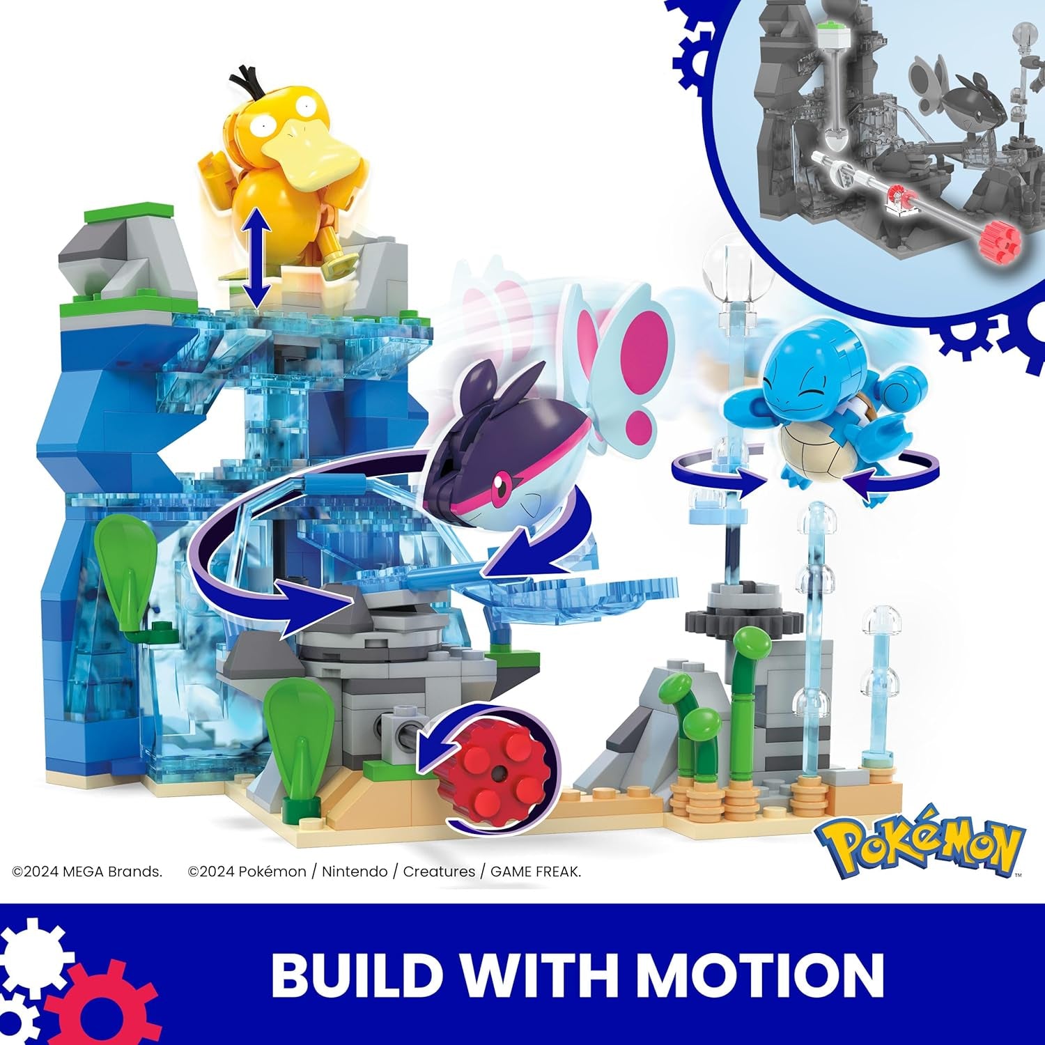 MEGA Pokémon Action Figure-Bauspilzeug, Wasserabenteuer mit 319 Teilen und Beweglichem Schiggy, Enton und Finneon, für Kinder, HXF79
