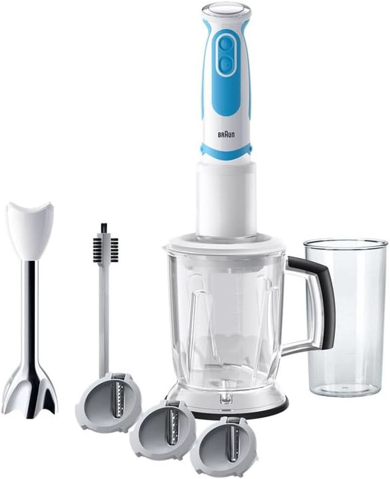 Braun Stabmixer MQ 5260WHBL Stabmixer – Multiquick 5 Vario Pürierstab Mit Edelstahl Mixfuß Und Spiralschneider, 1000 Watt, Inkl. Umfangreiches Zubehör-Set, Weiß/Blau Matka a dítě Naty Shop Inkl. Spiralschneider Mq5260 Stojanová baterie Inkl. Sprialschneider Weiß/Modrá