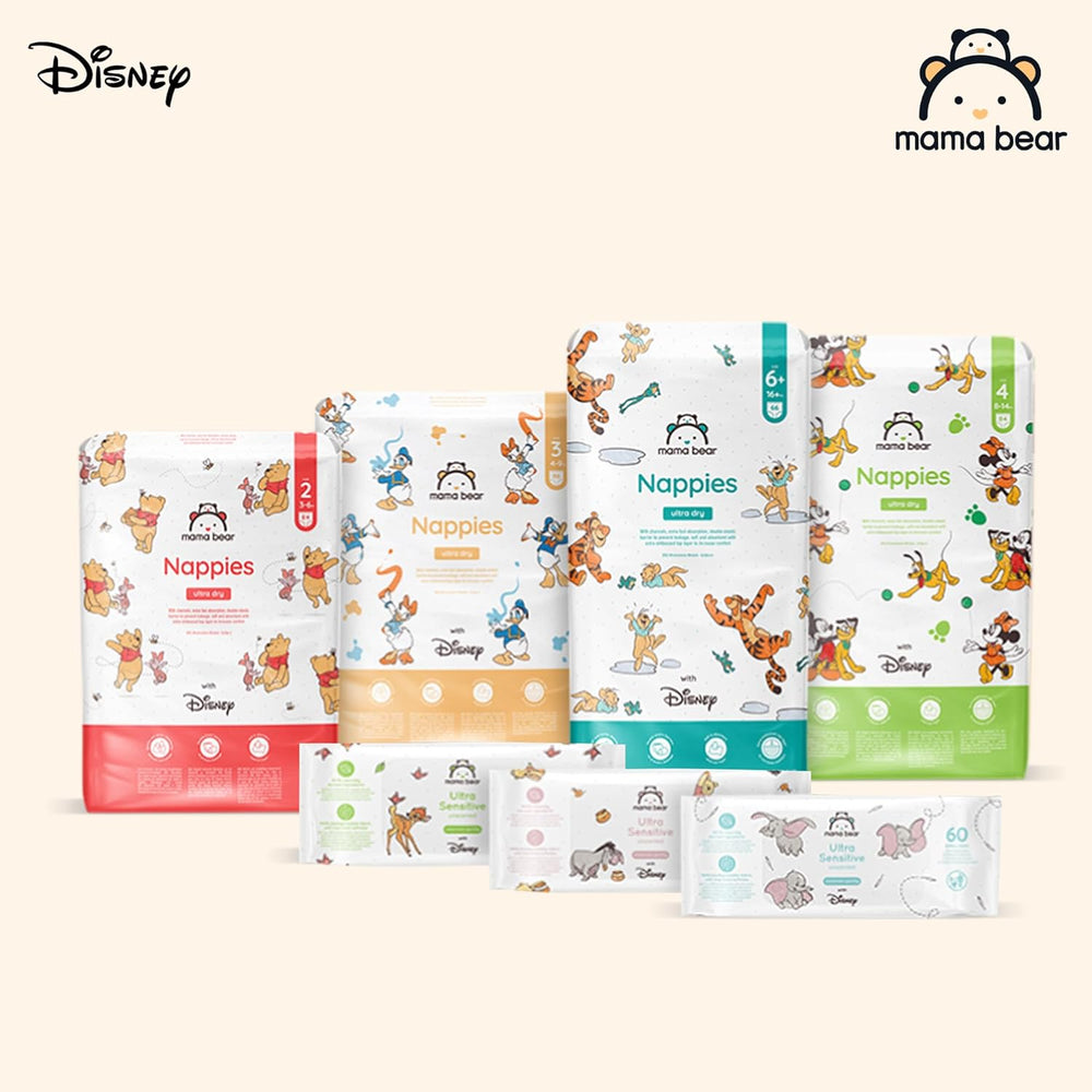 Značka Amazon: Mama Bear Disney Ultra Dry plenky, velikost 3 (4–9 kg) – měsíční krabička, bílá, počet 172 (2 balení po 86)