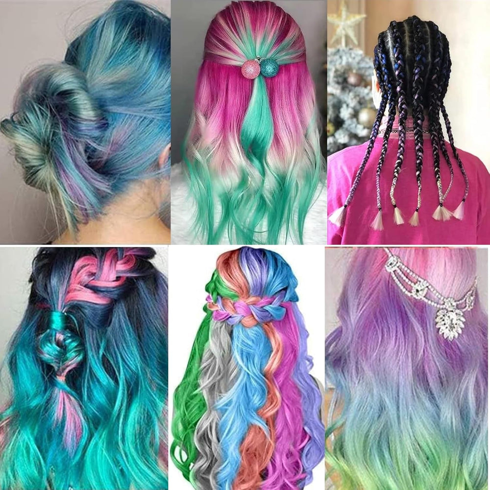 Cretă de păr pentru fete, 8 bucăți cretă de păr lavabilă pentru copii, culoare de păr strălucitoare temporară portabilă non-sticky, vopsea spray pentru păr pentru copii, Crăciun, petrecere aniversară Vopsea pentru par Naty Shop