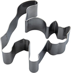 Formă de biscuiți Zenker cu pisică și cocoașă – Formă perfectă din oțel inoxidabil pentru biscuiți înfricoșători de Halloween – Se poate spăla în mașina de spălat vase – Ideală pentru copt la Halloween, Argintiu