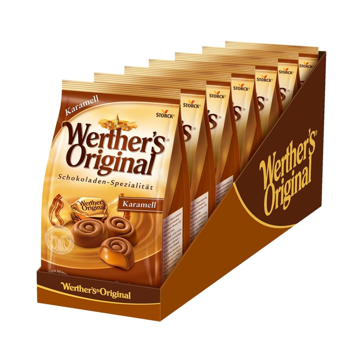 Werther's Original, různé sortimenty Čokoládové bonbony Naty Shop 7 x 153 gramů Karamel a čokoláda