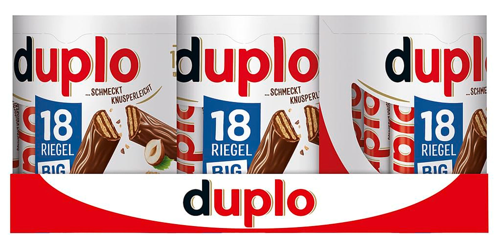 Velké balení Ferrero duplo – Čokoládové tyčinky s jemným nugátovým krémem, křupavou oplatkou a jemnou mléčnou čokoládou – Karnevalové a Mardi Gras sladkosti – 15 balení po 18 jednotlivě balených tyčinkách