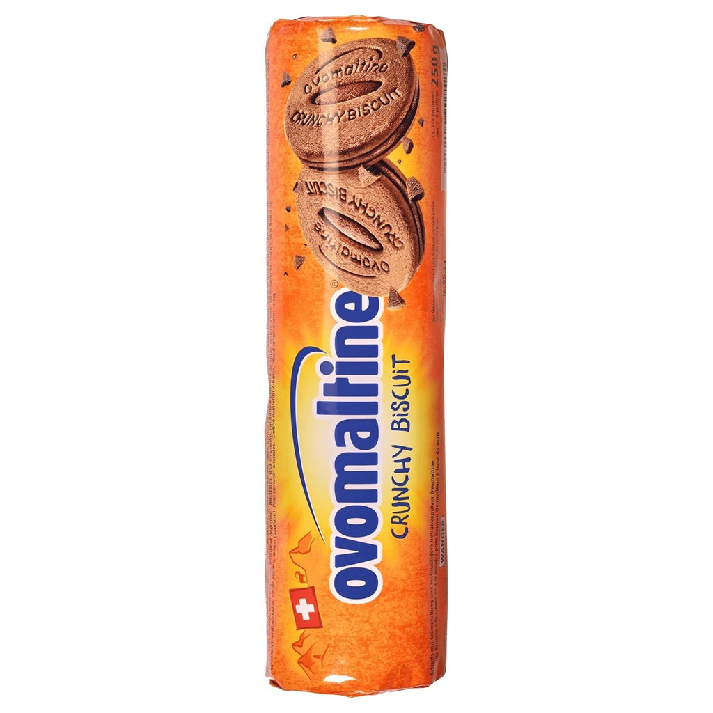 Biscuiți crocanți Ovomaltine cu ciocolată - Biscuiți crocanți cu cremă Ovomaltine, preparați din cea mai fină pudră de cacao, sustenabil (1 x 250g)