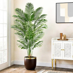 Künstliche Gefälschte Palme 180CM Tropische Bäume Im Topf Mit 18 Stämmen Und Echter Rinde Design Areca Boden Pflanze Gefälschte Palme Pflanze Für Indoor Outdoor Home Decor