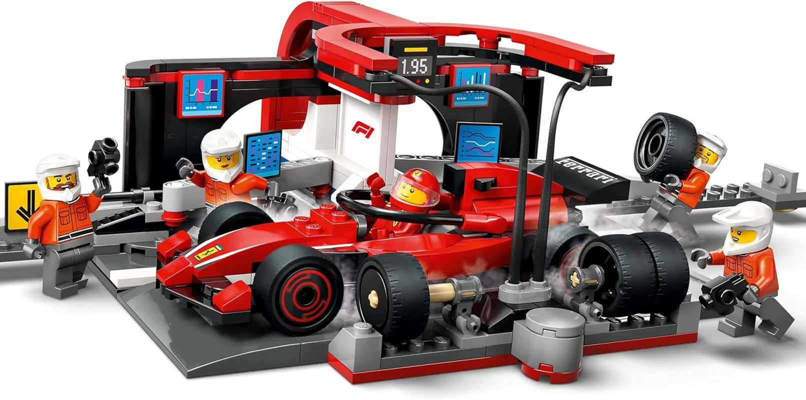 LEGO City F1 Pit Stop s týmem a Ferrari Speedster - Sada pro zastávku v boxech Formule 1 s 1 závodním jezdcem a 4 mechanickými minifigurkami - Hračka závodní auto pro kluky a dívky 6+ - 60443 Stavebnice Beuche den LEGO-Store