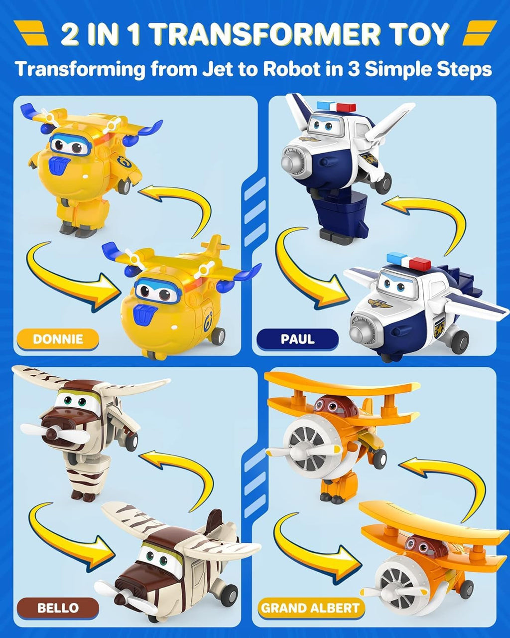 Super Wings Transform-A-Bots World Airport Crew - Seria 1 - Crew Collector's Pack - 15 figuri de jucărie - Figuri de 5,1 cm Action figures Naty Shop