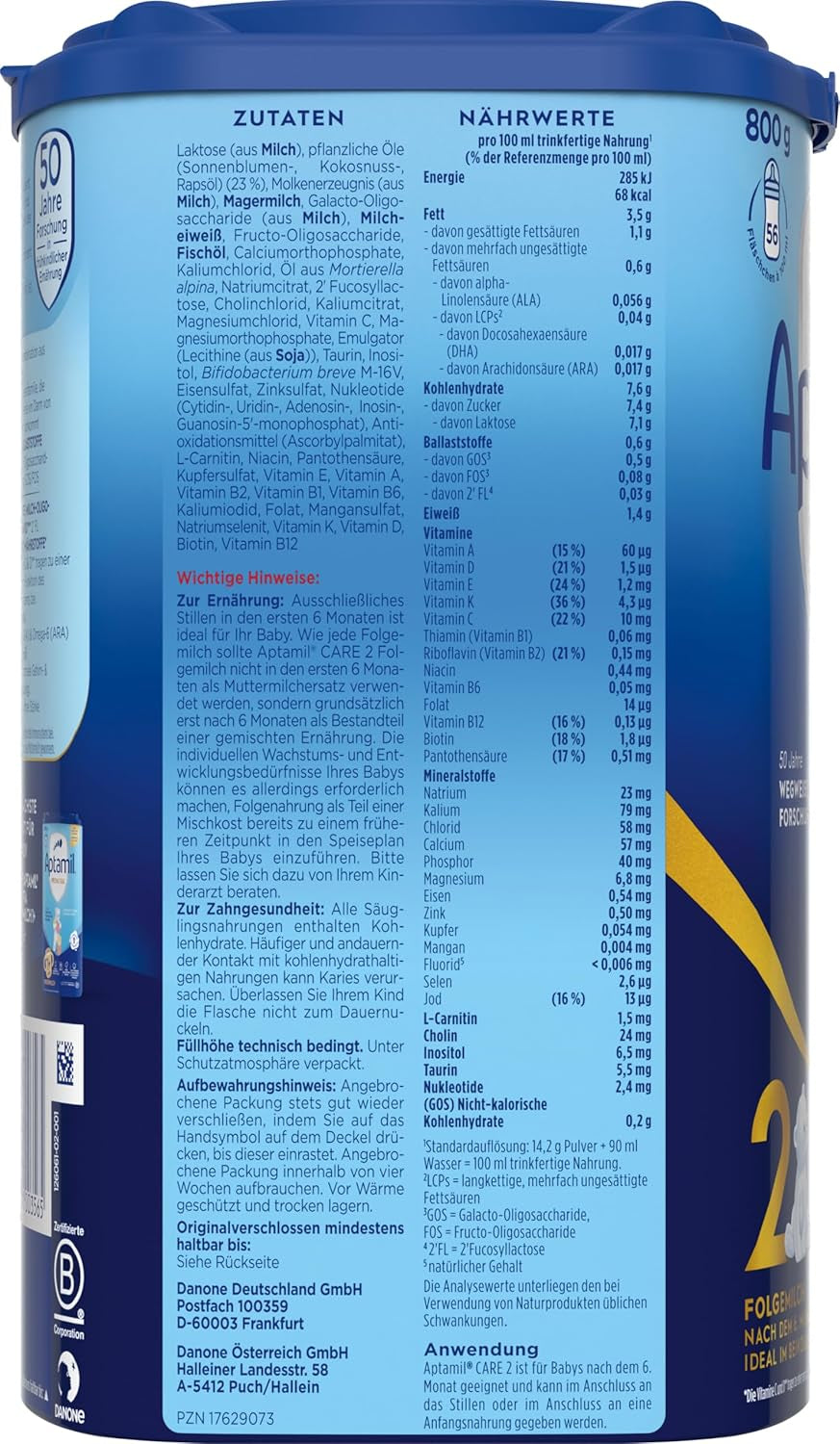 Aptamil Care 2 – Vhodné i pro děti narozené císařským řezem – 1 x 800 g