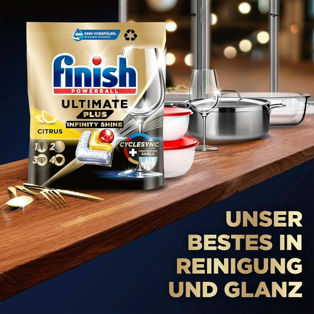 Finish Ultimate plus Infinity Shine Citrusové tablety do myčky nádobí - Tablety do myčky, intenzivní čištění - 105 kapslí, citron Naty Shop