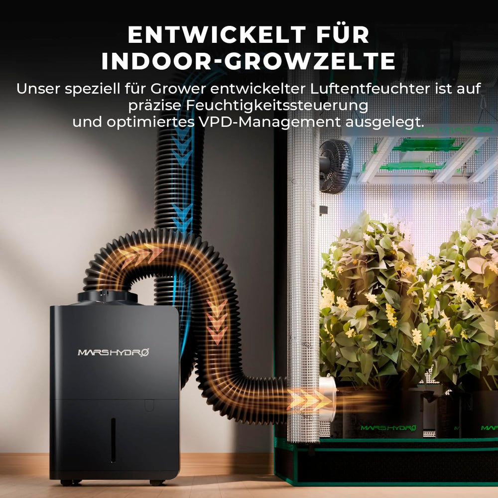 MARS HYDRO odvlhčovač, 12 l/den, automatické odmrazování, funkce časovače, pokojový odvlhčovač pro pěstební stany, sklepy a rostliny, nádrž na vodu 1,2 l