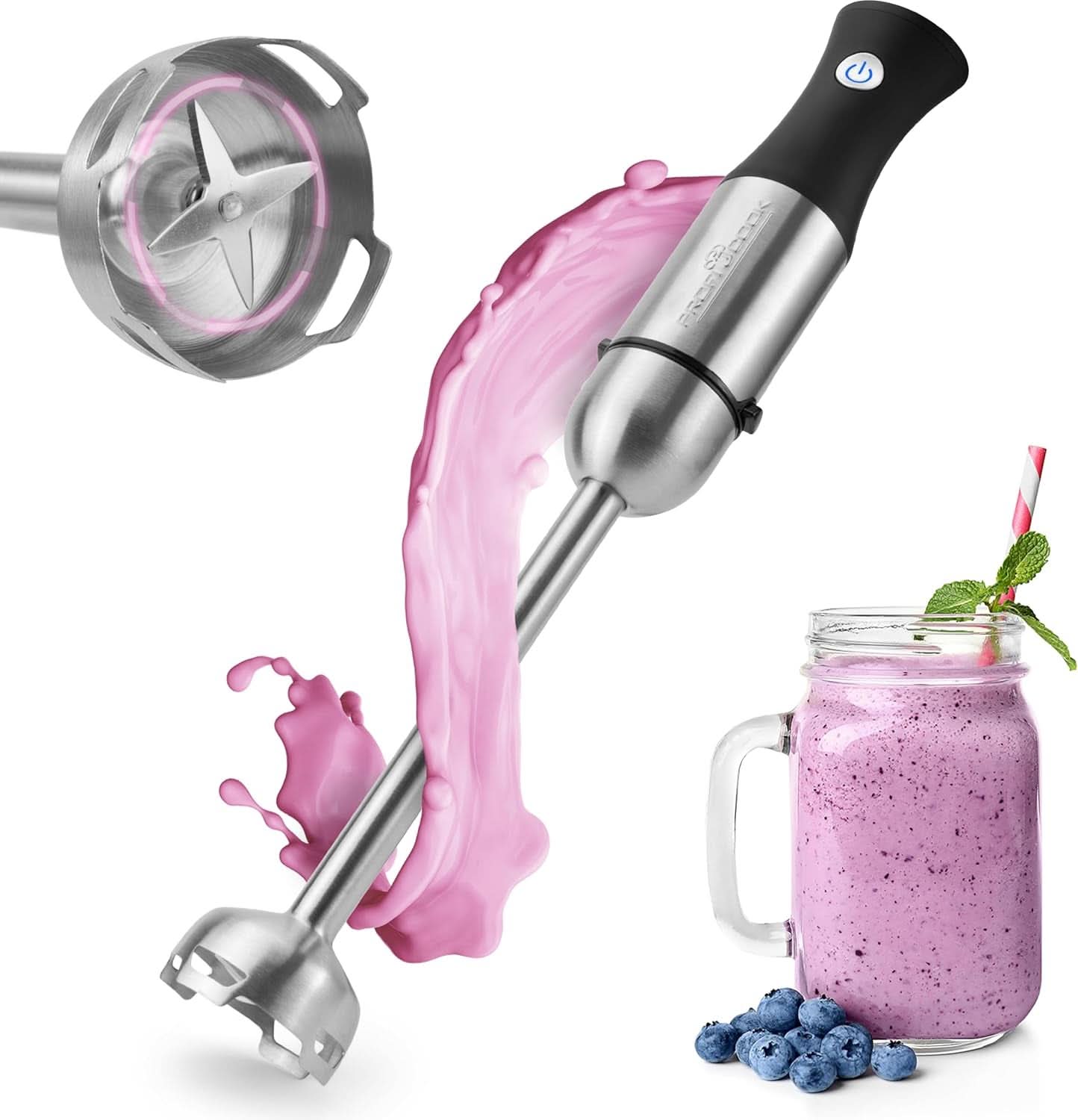 Proficook® 2v1 stojanový mixér & Schneebesen | Stabmixer 1000 Watt Für Mixen, Zerkleinern & Pürieren | Smoothie Maker M. Langem Mixstab | Pürierstab M. Edelstahlgehäuse & Soft Touch-Griff | PC-SMS 1220 Matka a dítě Naty Shop Kompaktstabmixer Pc-Sm 1094 1000W