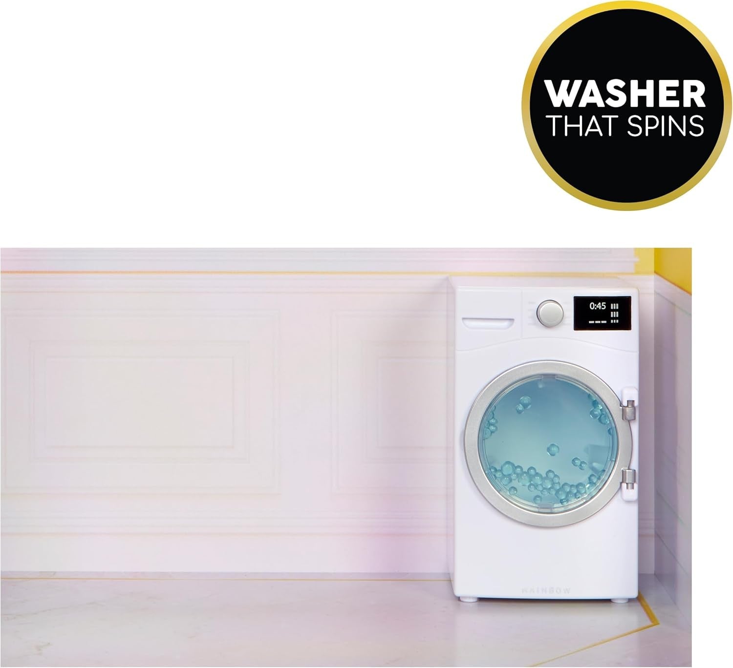 Rainbow High Townhouse - 3patrový dřevěný domeček pro panenky s 5 barevnými pokoji a terasou - Plně zařízený dům s výtahem a funkčními doplňky - Hračka pro děti 4-12 let Naty Shop Domky pro panenky