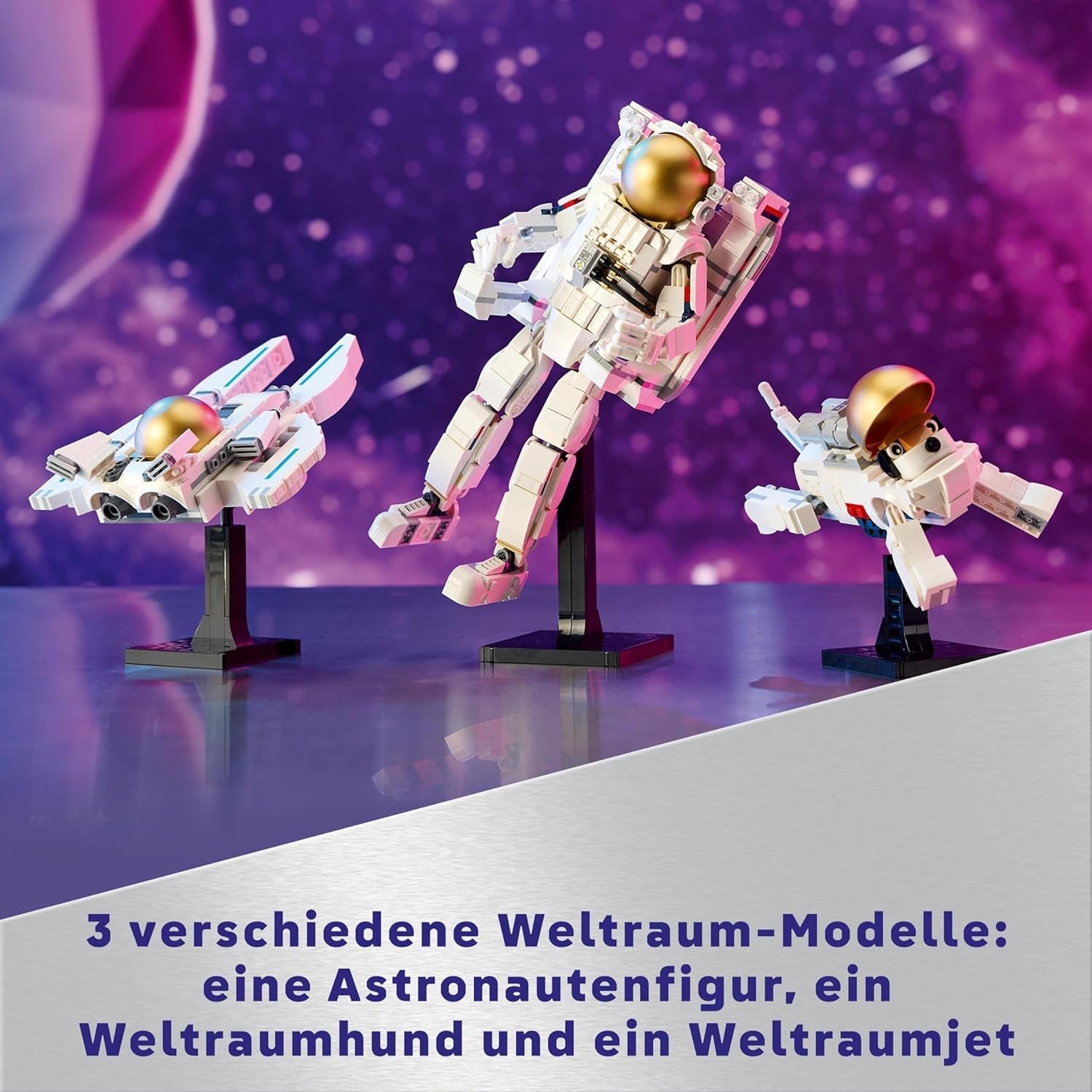 LEGO Creator 3v1 hračka vesmírného astronauta, model psa a vesmírné lodi pro děti, dekorace do školky, kreativní dárek pro chlapce a dívky 9 let 31152 stavebnice Besuche den LEGO-Store