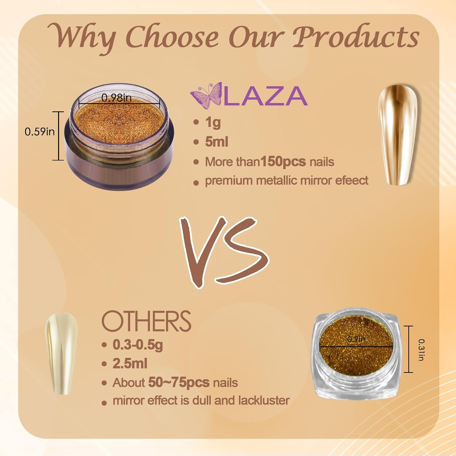 Chrome Nagel Pulver Spiegel Effekt Metallic Staub Holographische Glitter Glasierte Maniküre Dekoration Reflektierendes Pigment Für DIY Gel Polish Nail Art, Harz Handwerk, Geschenke Für Gold