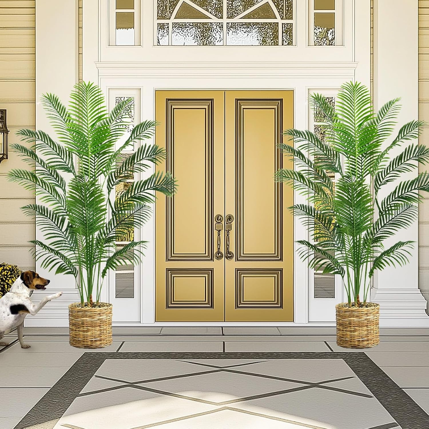 Künstliche Gefälschte Palme 180CM Tropische Bäume Im Topf Mit 18 Stämmen Und Echter Rinde Design Areca Boden Pflanze Gefälschte Palme Pflanze Für Indoor Outdoor Home Decor