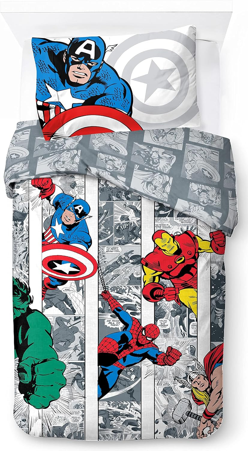 Povlečení pro děti, unisex, princezny a superhrdiny, 100% bavlna Povlečení pro děti Naty Shop Multicolor - Avengers 135X200/50X70 (2 kusy)