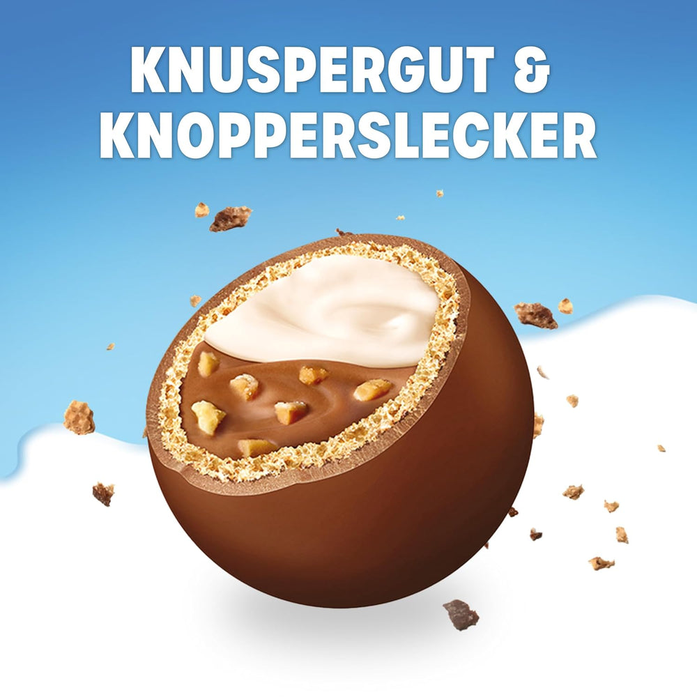 Knoppers Goodies Crunchy Minis – 1 x 180g – křupavé oplatkové kuličky plněné kousky lískových oříšků, mlékem a nugátovým krémem, zalité čokoládou