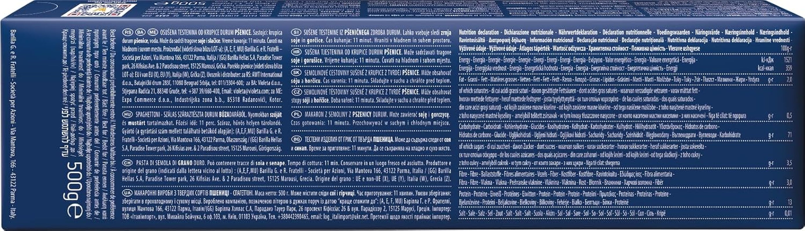 Barilla Classic Spaghetti No. 7 těstoviny z tvrdé pšenice, vždy al dente (1 x 500 g)