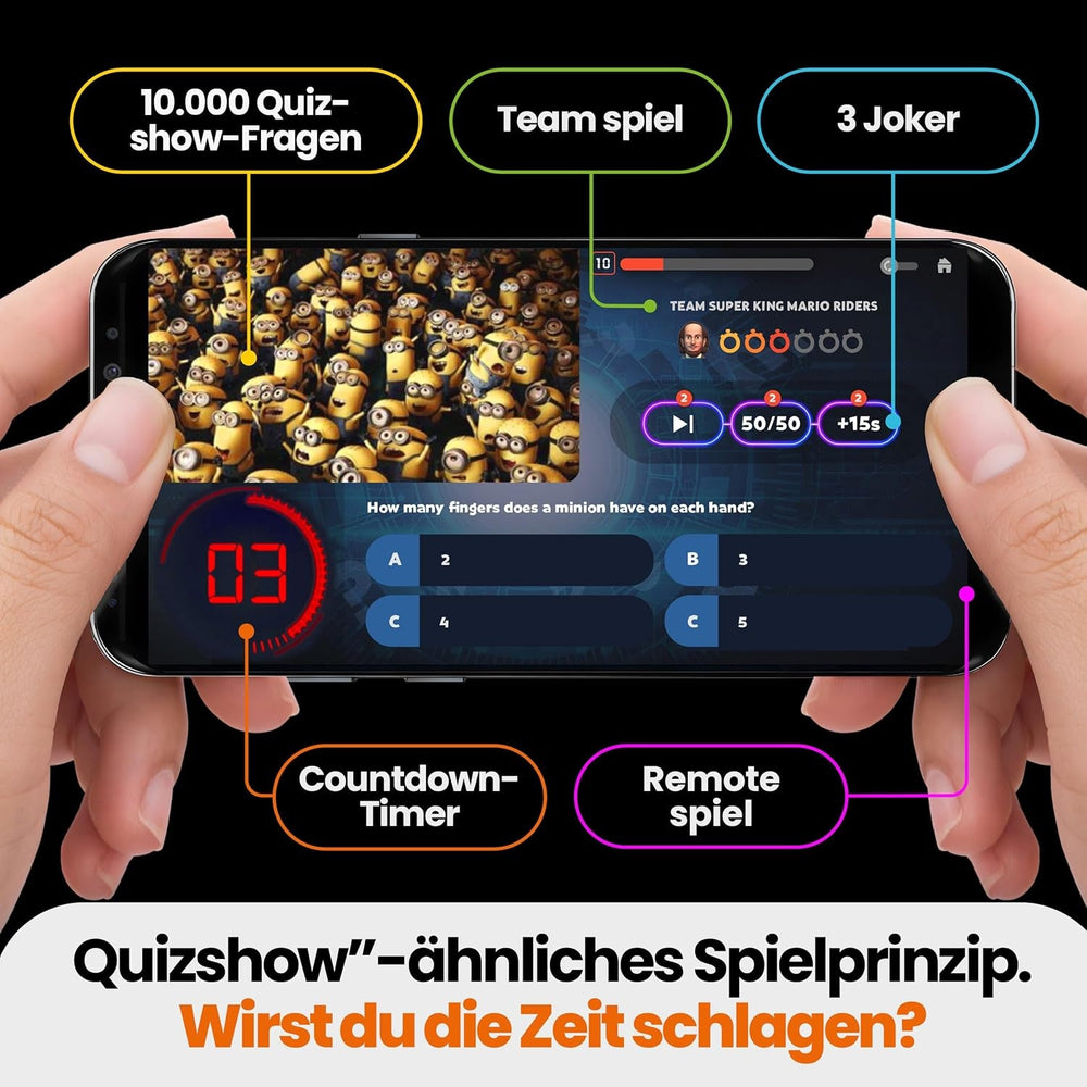 Outsmarted – Jocul de societate cu quiz digital | Copii, adolescenți și adulți | Seară de jocuri de generație următoare pentru familie și prieteni | 2–24 de jucători | Vârste 8+ | Peste 10.000 de întrebări
