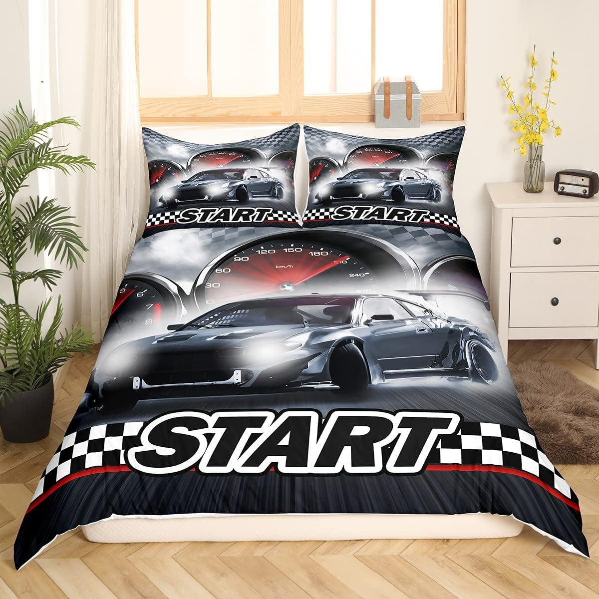 Jungen Cartoon Auto Bedtuchen Set 135X200,Kinder Bau Fahrzeuge Tröster Abdeckung Für Kind Kleinkind Teens,Dinosaurier Bettbezug,Traktor Maschinerie Bagger Bettdecke Abdeckung,Lkw Autos Bedtuchen Naty Shop Multi 6 135*800+