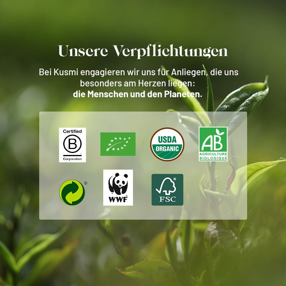 Kusmi Tea - Pachet de 2 - Ceai verde cu iasomie - Amestec de ceai verde organic cu iasomie - Ceai verde 100% organic - Se poate consuma fierbinte sau rece - 2X20 pliculețe de ceai